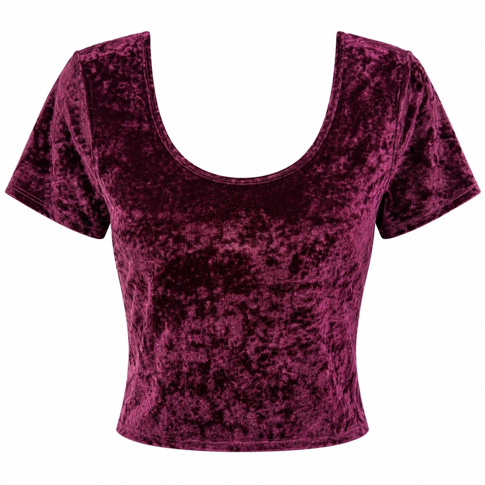 Crushed Velvet Crop Top Large Y2K whimsigoth romantic vampire retro goth moody‎